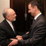 Syrian president Bashar Al-Assad meeting Iranian minister of foreign affairs Ali Akbar Salehi in Damascus