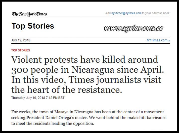 New York Times - Nicaragua Rioters are Resistance