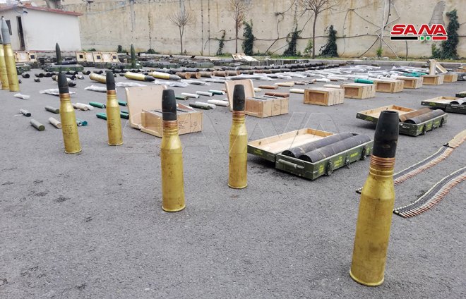 Weapons and Munitions left behind by terrorists south of Syria